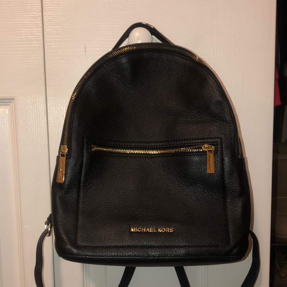 Black leather backpack